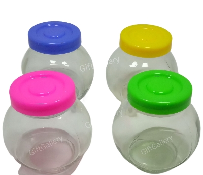 Picture of 2PCS Glass Jar, Gorgeous Glass Jars With Colorful Plastic Lid 150ML - Multicolor