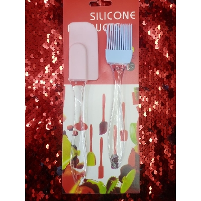 Picture of 2 Pc Oil Brush With Silicone Spatula ( Small Size 7 Inc),(S)Silicon Brush & Spatula,Silicone Spatula Gift And Kitchen Gadgets. - Multicolor