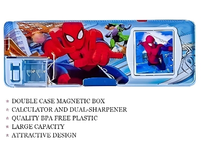 Picture of Calculator Pencil Box Geometry Stationary Box Dual Sharpener Double Sided Art Pencil Box (Multicolor Design) -Pencil Bag - Multicolor