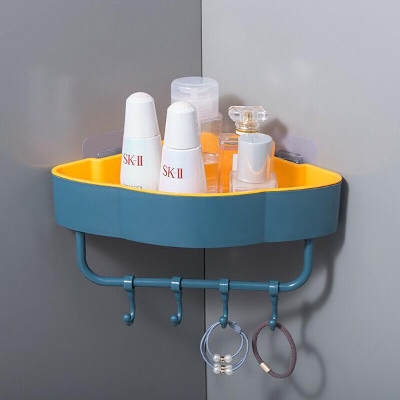 Picture of Bathroom Shower Caddy Corner Shelf Bath Wall Mount Rack Storage Holder Organizer Shelf Adhesive Storage Rack Corner Holder - Multicolor