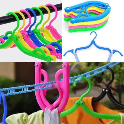 Picture of 2 Pcs Hanger Folding Multifunction Stretch Drying Rack Home Wardrobe Storage - Multicolor