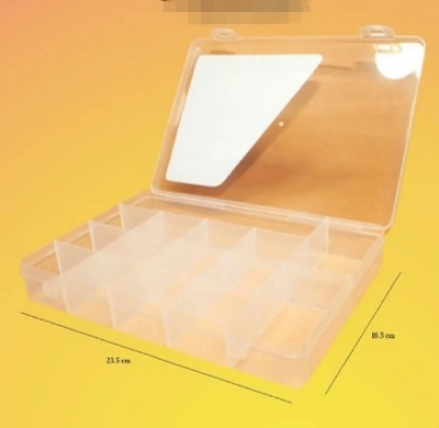Picture of Jewelry Organizer Dividers Clear Pearl Storage Box, Container ear storage case  Multipurpose Plastic Organizer Box with Dividers - Clear