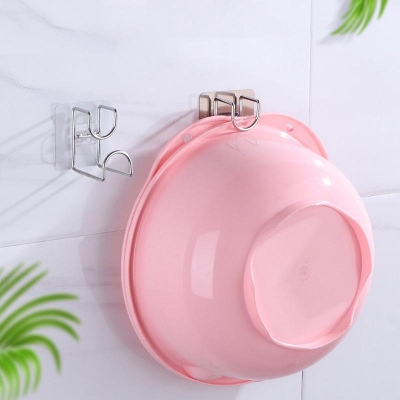 Picture of Strong Self Adhesive Wall Hook Waterproof Non-perforated Sticky Hooks for Shelves Towel Mop Handbag Holder Home Organizer - Multicolor