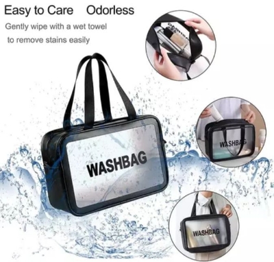 Picture of Clear Toiletry Bag, Wash Make Up Bag PVC Waterproof Zippered Cosmetic Bag, Portable Carry Pouch for Women - Multicolor