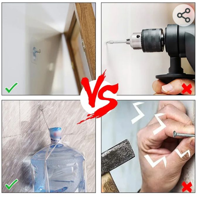 Picture of Picture Hooks Self Adhesive 10 Pieces Picture Hooks no drill for Pictures Posters Photo Decorative - Clear