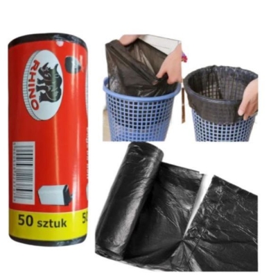 Picture of 50 Pcs Garbage Bag Roll (35Liter)/trash bag/waste bag high quality - Black