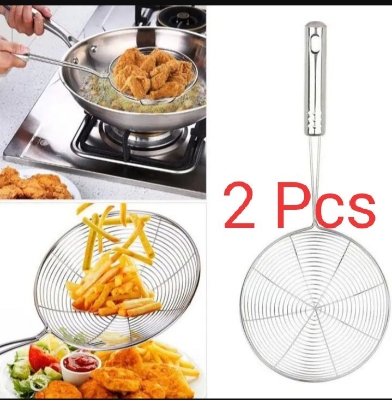 Picture of 2 Pcs
Stainless Steel Strainer Ladle Wire Skimmer Spoon With Handle Skimmer For Kitchen Frying Food

buy 1 get 1 free - Silver