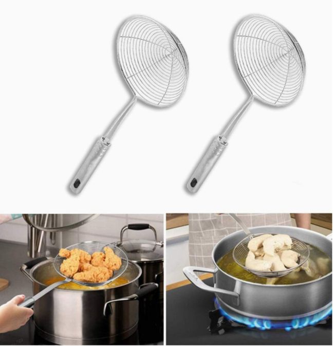 Picture of 2 Pcs
Stainless Steel Strainer Ladle Wire Skimmer Spoon With Handle Skimmer For Kitchen Frying Food

buy 1 get 1 free - Silver