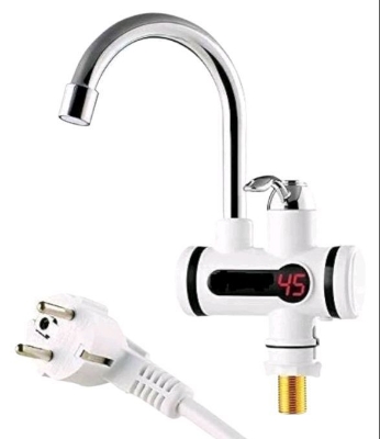 Picture of Instant Tankless Electric Hot Water Heater Faucet Kitchen Fast Heating Tap Water Faucet with LED Digital Display - White