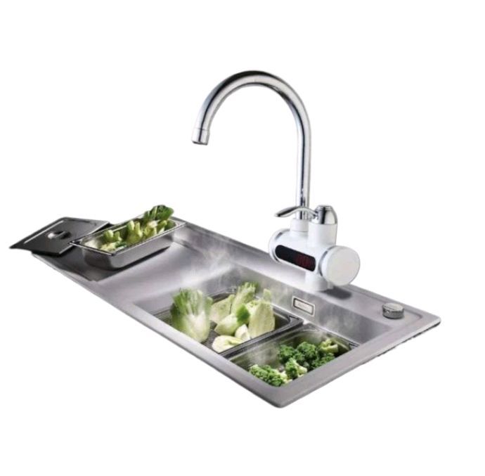 Picture of Instant Tankless Electric Hot Water Heater Faucet Kitchen Fast Heating Tap Water Faucet with LED Digital Display - White