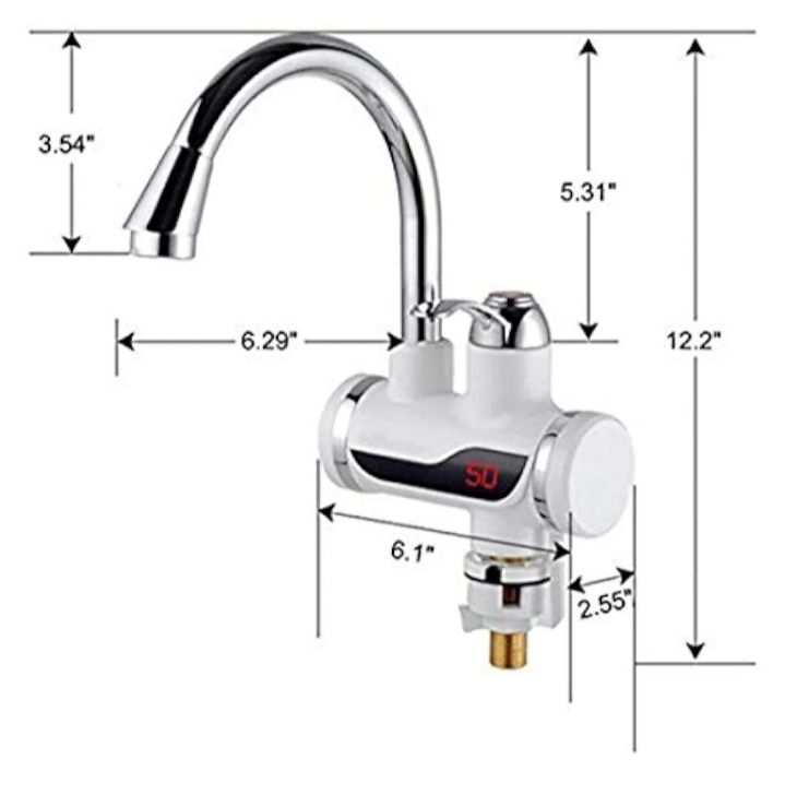 Picture of Instant Tankless Electric Hot Water Heater Faucet Kitchen Fast Heating Tap Water Faucet with LED Digital Display - White