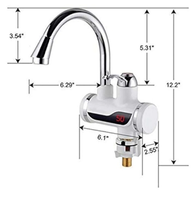 Picture of Instant Tankless Electric Hot Water Heater Faucet Kitchen Fast Heating Tap Water Faucet with LED Digital Display - White