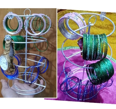 Picture of Metal Mini 2 Pcs Bangle Display Stand 3 Layer Churi Alna Bracelet Holder Buy 1 Get 1 Free - Multicolor