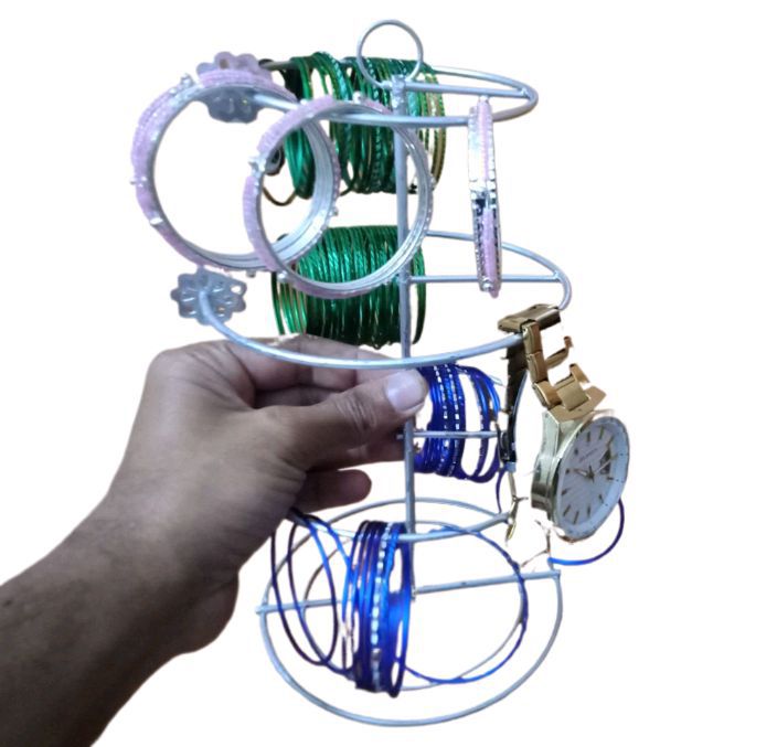 Picture of Metal Mini 2 Pcs Bangle Display Stand 3 Layer Churi Alna Bracelet Holder Buy 1 Get 1 Free - Multicolor