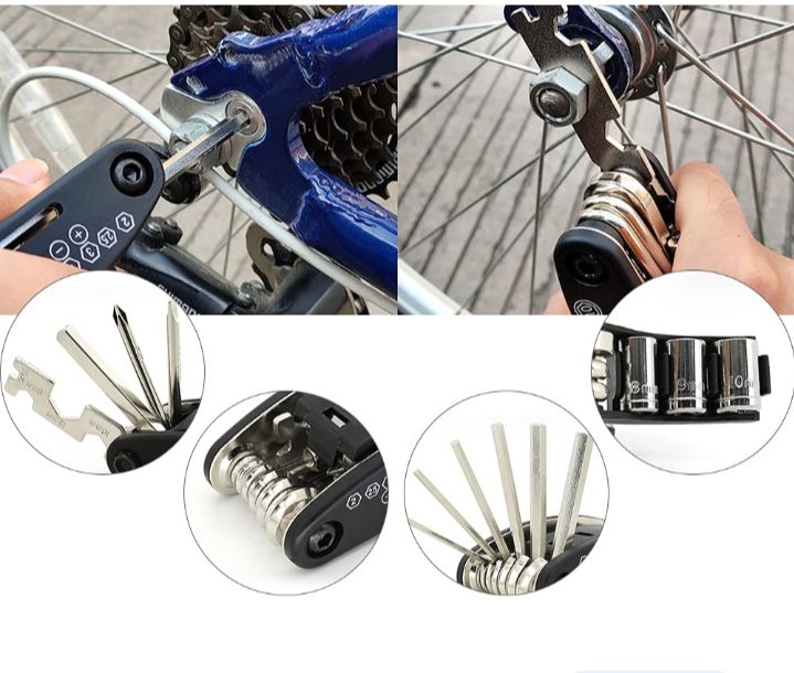 Picture of Bike Repair Tools Kits Multifunctional Suit 16 in 1 Bicycle Multi Tool Multi-Function Bike Bicycle Cycling Mechanic Repair Tool Kit and Inflatable Tube Kits - Multicolor