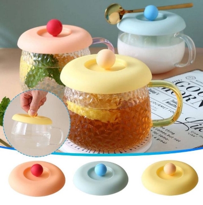 Picture of 1 Pcs Cup Cover Non-toxic Silicone Round Universal Water Cup Lid Anti-dust Coffee Mug Sealed Cap Heat-Resistant Lid multicolor - Multicolor
