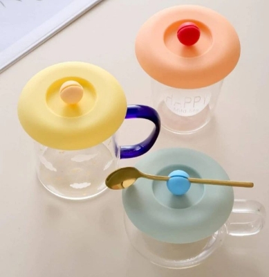 Picture of 1 Pcs Cup Cover Non-toxic Silicone Round Universal Water Cup Lid Anti-dust Coffee Mug Sealed Cap Heat-Resistant Lid multicolor - Multicolor