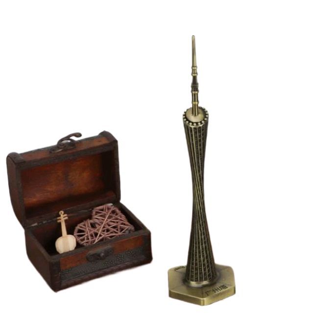 Picture of Canton Tower Model Famous Building Architecture Model Delicate Work Small Waist Vintage Office Home Decor Canton Tower Model, (Bronze) - Brown