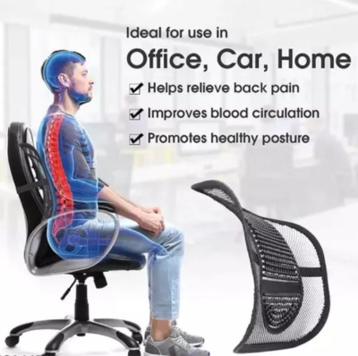 Picture of Buy 1 Get 1 FREE Office chair back support 2 pcs Lumbar Lower Back Support Mesh Cushion - Black