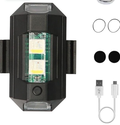 Picture of 1pc LED Aircraft Strobe Lights, Drone Strobe Lights Aircraft Night Warning Lights USB Chargeable 7 Colors, Fit for Motorcycles, Drones, ATV, UTV, Bicycle, Velcro & Magnet Manual Switch - Multicolor