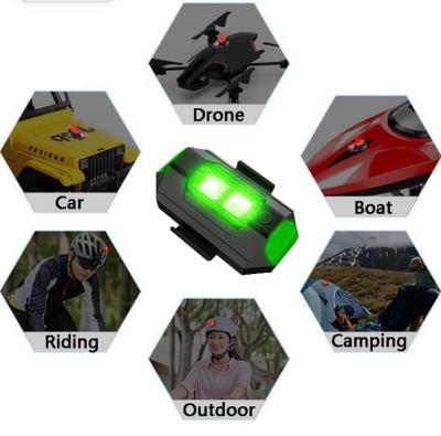 Picture of 1pc LED Aircraft Strobe Lights, Drone Strobe Lights Aircraft Night Warning Lights USB Chargeable 7 Colors, Fit for Motorcycles, Drones, ATV, UTV, Bicycle, Velcro & Magnet Manual Switch - Multicolor