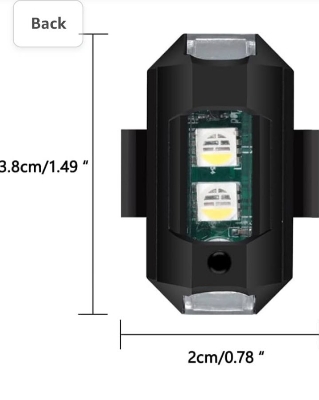 Picture of 1pc LED Aircraft Strobe Lights, Drone Strobe Lights Aircraft Night Warning Lights USB Chargeable 7 Colors, Fit for Motorcycles, Drones, ATV, UTV, Bicycle, Velcro & Magnet Manual Switch - Multicolor