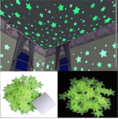 Picture of Star Fluorescent toys 10 Pcs  Radium stickers glows darkness wall decor - Multicolor