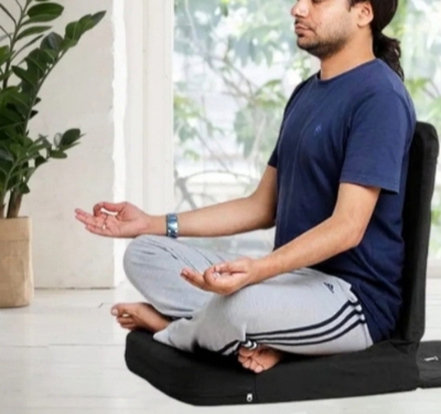 Picture of Meditation Chair | Adjustable Floor Chair with Back Support | Padded Floor Seat for Posture Support and Comfort | Portable Folds Flat for Storage | Indoor/Outdoor Use  - Grey