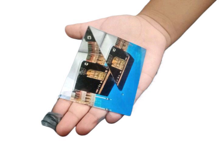 Picture of Islamic Religious & Spiritual Triangular Prism Showpiece Crystal Glass in Pyramid Shape Islamic Showpiece for Car Dashboard, Home Decor & Official Gifting Purpose - Clear