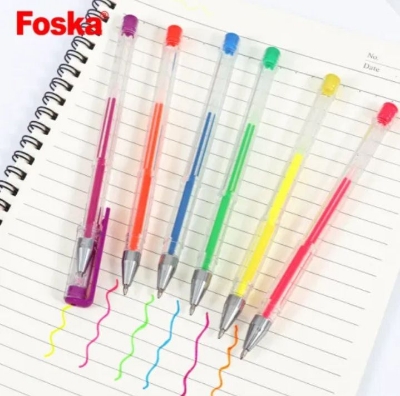Picture of Foska Neon Gel Pen Set 6-Pack with Assorted Colors, Fine Tip, Water Resistant, New - Multicolor