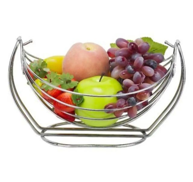 Picture of Creative Stainless Steel Fruit Basket Living Room Iron Swing Fruit Plate Household Tea Table Modern Simple European Storage Basket - Silver