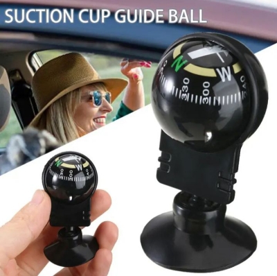 Picture of Car Truck Compass Ball,Adjustable Dash Mount Compass Portable Auto Mini Compass Direction Pointing Guide Ball Car Compass, Navigation Compass, Plastic Direction Pointing for Cycling Hiking Boat Truck - Black