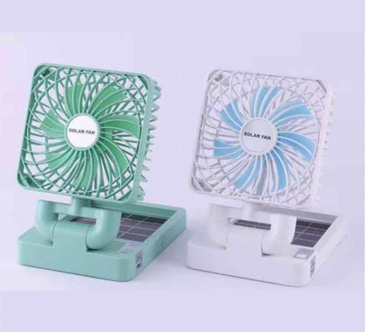 Picture of Solar Rechargeable Car dask fan solar electric doul charge fan with solar panel multicolor - Multicolor