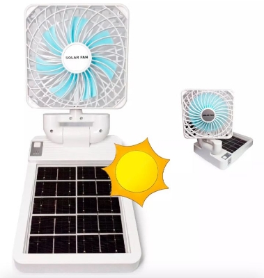 Picture of Solar Rechargeable Car dask fan solar electric doul charge fan with solar panel multicolor - Multicolor