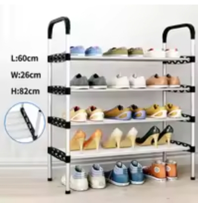 Picture of Steel Shoe Rack 4layer Shoes Cabinet Storage Organizer Living Room Bedroom Space Saving Shoes Rack - Silver