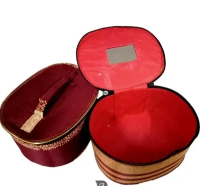 Picture of Elegant Floral Print Makeup Organizer Box - Premium Fabric Cosmetic Storage Case - Multicolor