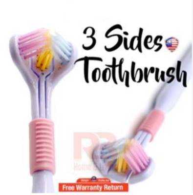 Picture of Three-Sided Toothbrush  Pcs PBT Ultra Fine Soft Hair Adult Toothbrushes Tongue Scraper Deep Cleaning Oral Care Teeth Brush - Multicolor