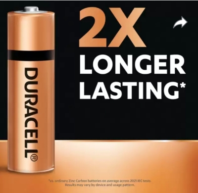 Picture of Duracell Original 1.5 AA 2 Pack Alkaline Long Lasting Battery - Black