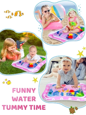 Picture of Inflatable water Play Mat Premium Baby Water Mat for Infants Toddlers is Neutral Funny Play Activity Center for Stimulation Growth Sensory Development as Baby Girl Boy Toys - Blue