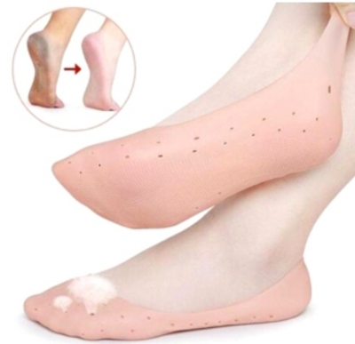 Picture of Anti Crack Full Length Silicone Foot Protector Moisturizing Socks for Foot-Care and Heel Cracks,socks for cracked feet,heel pad for heel pain,anti crack heelsocks moisturizing silicone gel - Pink