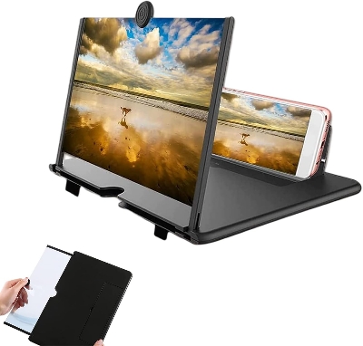 Picture of 3D Foldable Cell Phone Screen Magnifier HD Expander with Stand - Black