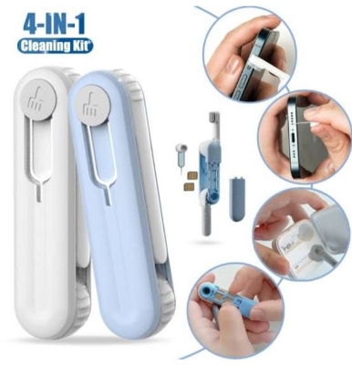 Picture of 4 in 1 Computer Mobile Phone Cleaner Brush Electronics Clean Kit Portable Cleaning Tools for Monitor Earbuds Phone Laptop Earphone - Blue