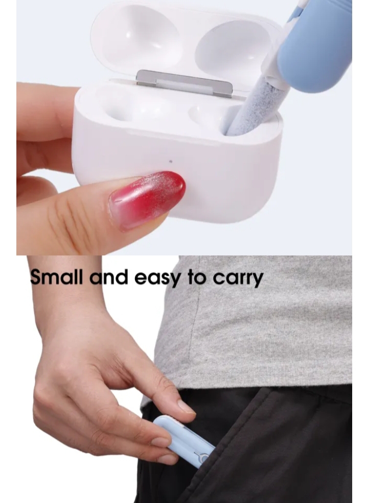 Picture of 4 in 1 Computer Mobile Phone Cleaner Brush Electronics Clean Kit Portable Cleaning Tools for Monitor Earbuds Phone Laptop Earphone - Blue