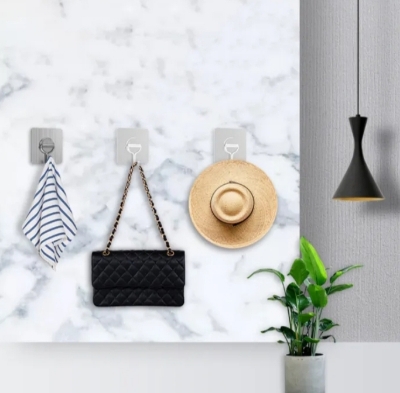 Picture of 5 Pcs Magic Hook Wall Sticky Hanger Key Cloth Hanger (5Pack) - Clear