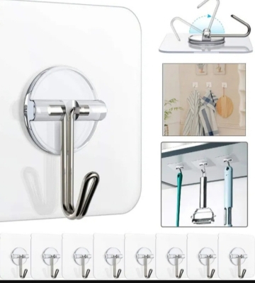 Picture of 5 Pcs Magic Hook Wall Sticky Hanger Key Cloth Hanger (5Pack) - Clear
