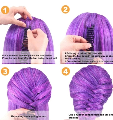 Picture of Buy 1 Get 1 Free French Braider Hair Accessories French Hair Styling Clip Stick Bun Maker Braid Tool Hair Accessories Twist Plait Hair - Black