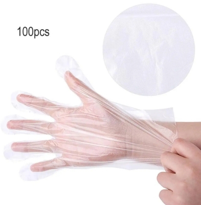 Picture of 100 Pcs Polythine Gloves safety gloves for catering cleaning mechanic hair dressing - Clear