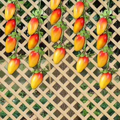 Picture of 1 Strings 4 Mango Artificial Fruit Hanging Strings, Fake Mango Bunch Lifelike Fruit Photography Props for Home Kitchen Hanging Ornaments Farmhouse Decoration - Red