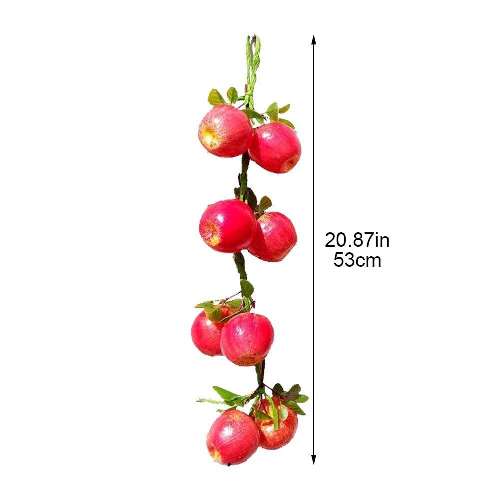 Picture of Artificial apple Fruit String Simulation Apple Garland Realistic Fake Fruit Hanging Decoration Lovely Photography Props - Red