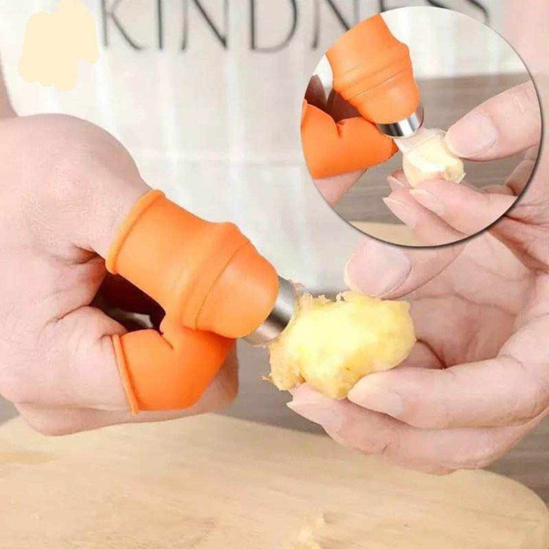 Picture of Gardening Thumb Cutter Tubing Tool Snooker Garden Plucking Plants Vegetables Separator Finger Tool Multifunctional Kitchen Cutter Useful and Attractive - Orange